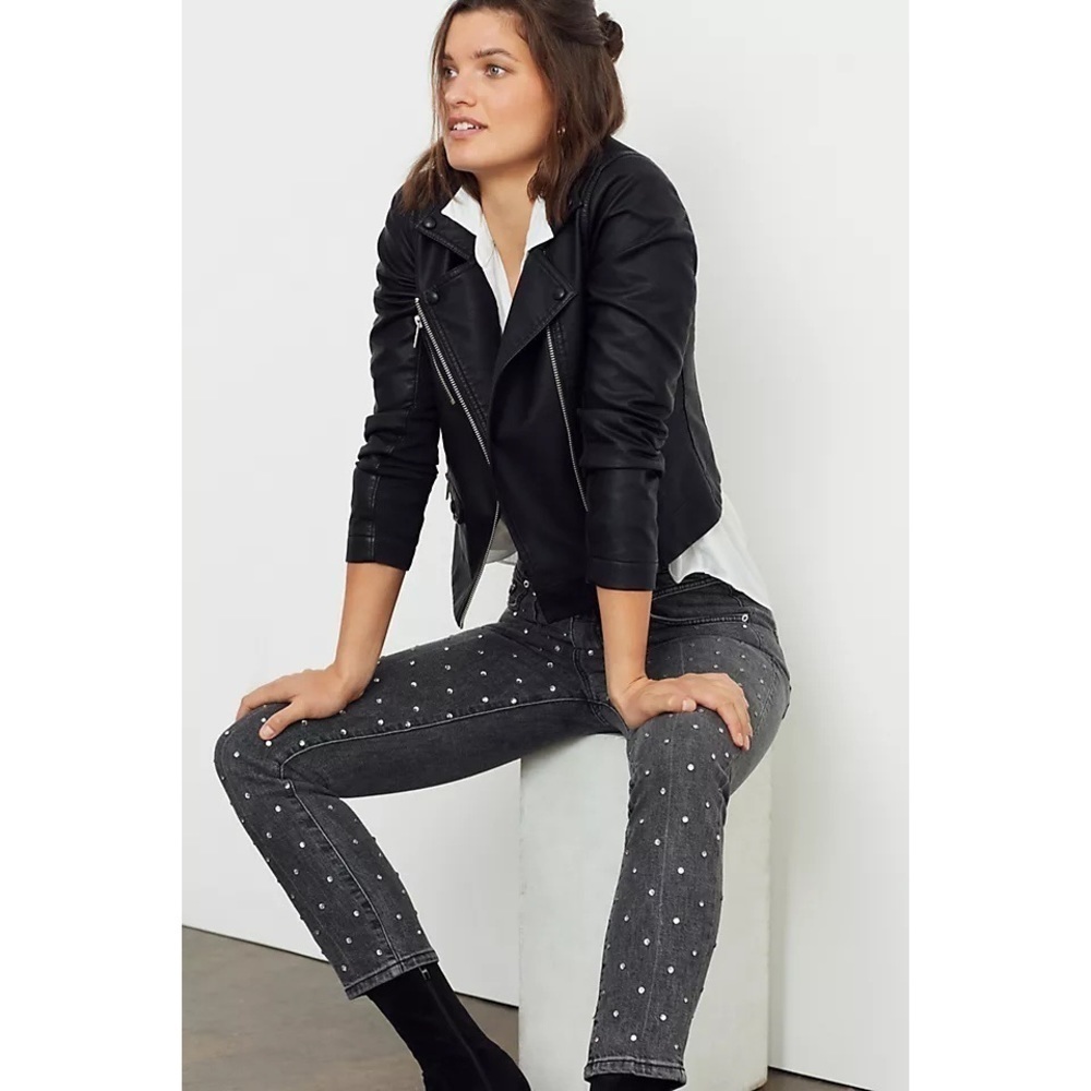 NWT Anthropologie Pilcro Ultra High-Rise Beaded Straight Jeans - Picture 4 of 11